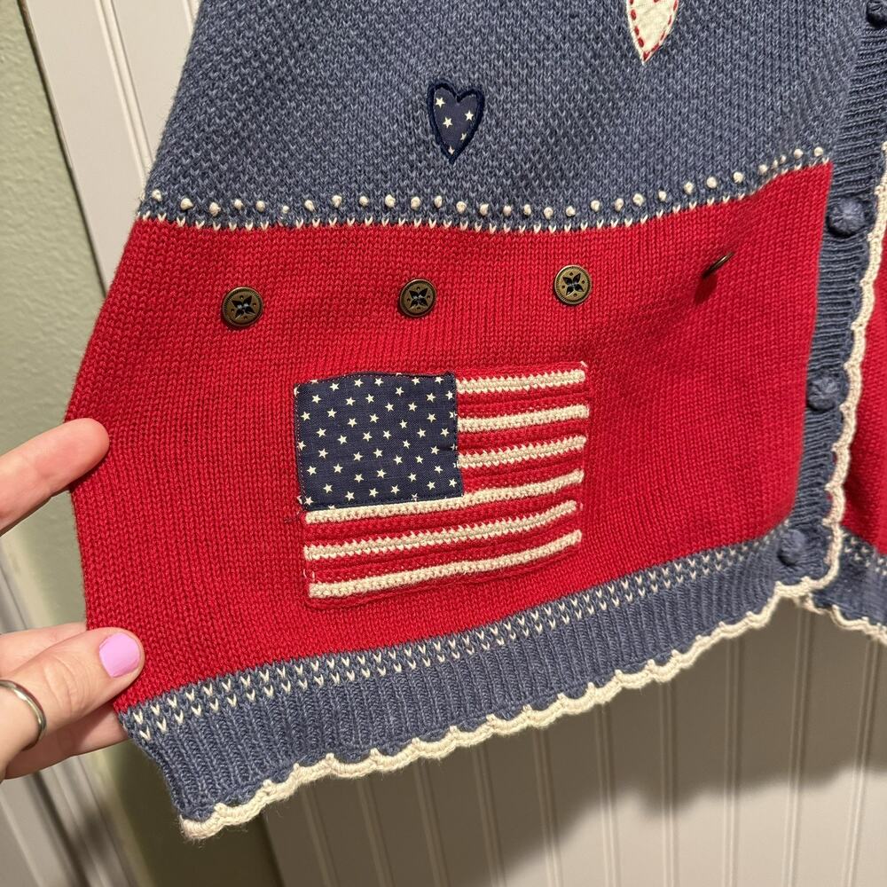 Koret Americana Patriotic 4th July Cardigan Sweater Short Sleeves Size 3X - Picture 2 of 7